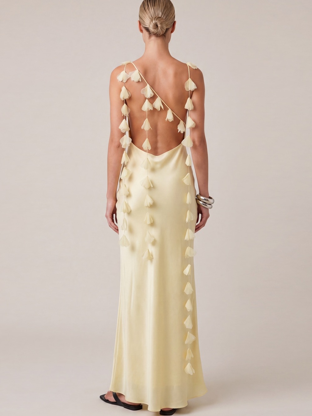 O.p.t. Yellow Size S Ingrid Silk Blend Charmeuse Maxi Gown Dress